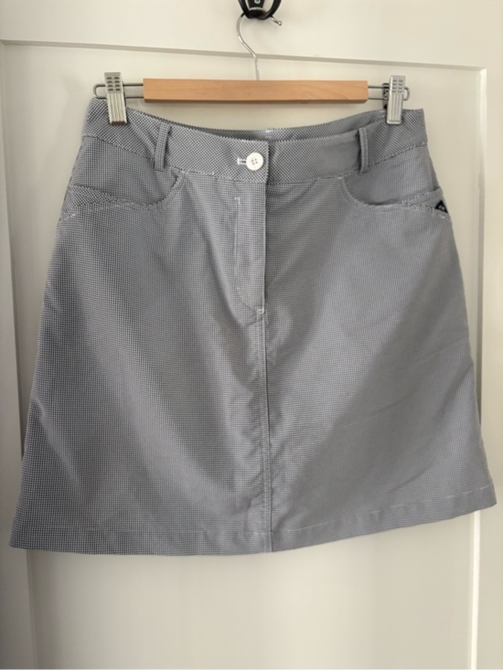 NVO By Lanctot Golf Skort Gingham Stretch Back Pleated Pockets Stretch Sz 8
